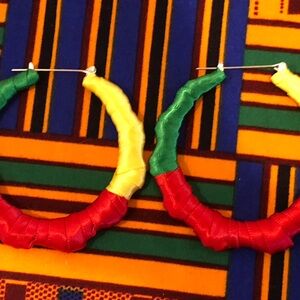 Handmade Fabric Bamboo Earrings “Jamaica Me Crazy”